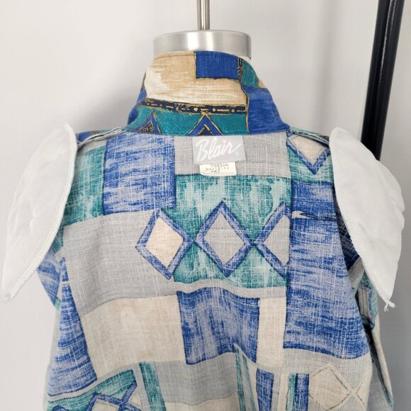 Vintage 80s Blair Patchwork Print Blazer Geometric Made in USA Size Medium - Picture 8 of 10